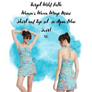 Women's Woven Wrap Mini Skirt and Top set - Target/Wild Fable in Aqua Blue Swirl
